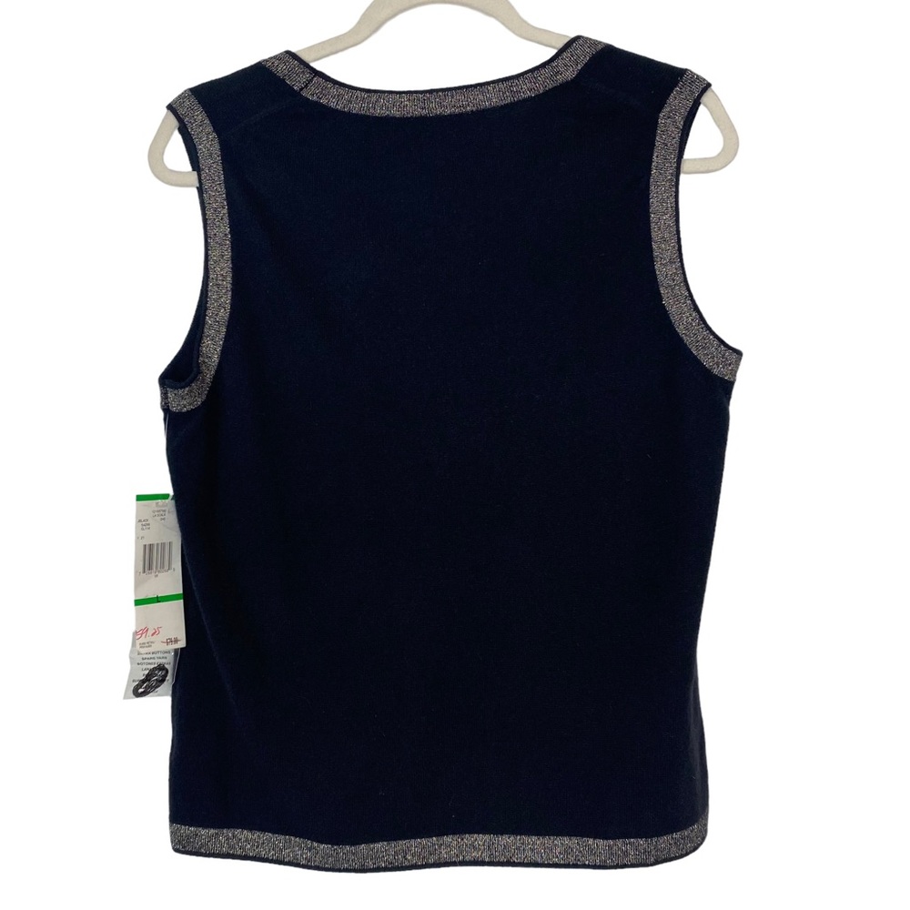 NWT 100% Cashmere Jones New York Black Sleeveless Sweater Knit Tank Top … - Picture 2 of 13